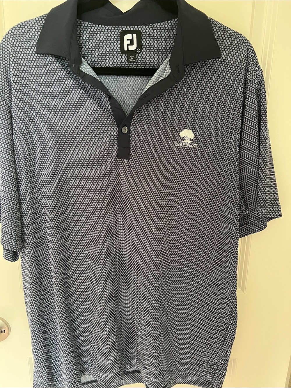 FootJoy Men’s Navy Micro-Pattern Polo with Black Collar
